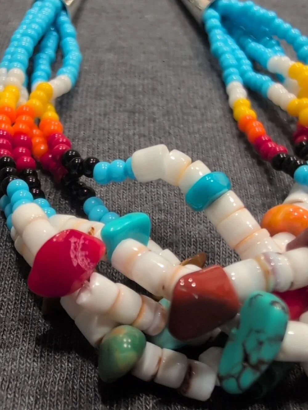 Multi-Strand Turquoise & White Beaded Bracelet